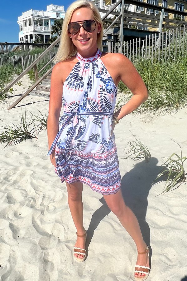 Siesta Key Beach Dress, aztec bird print by King + Pitt