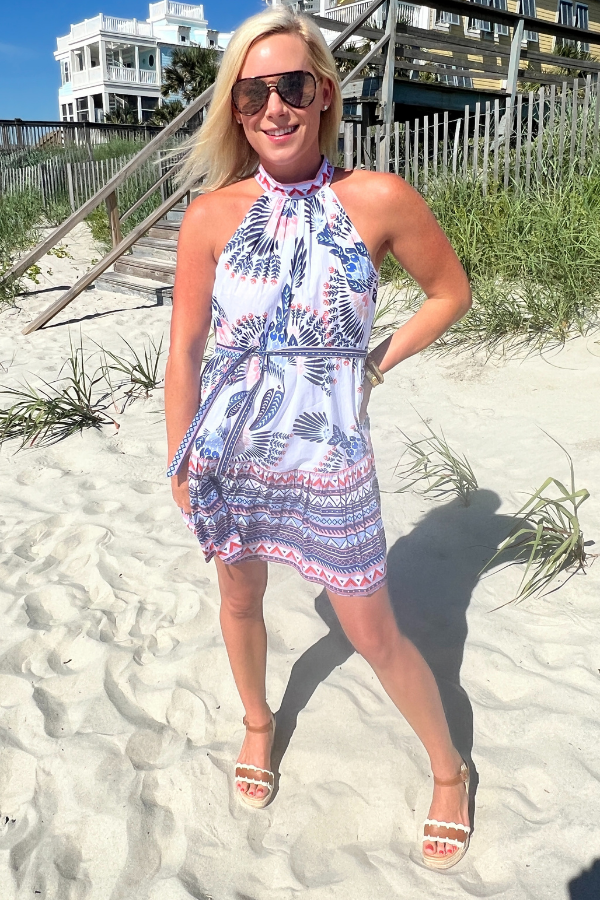Siesta Key Beach Dress, aztec bird print by King + Pitt