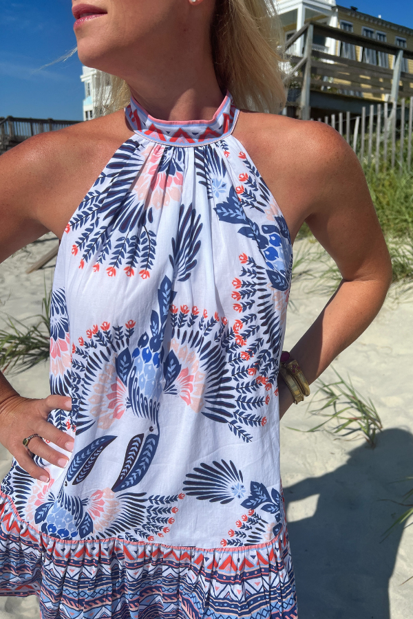 Siesta Key Beach Dress, aztec bird print by King + Pitt