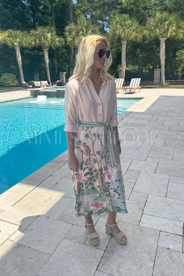 Simona dress, pink print