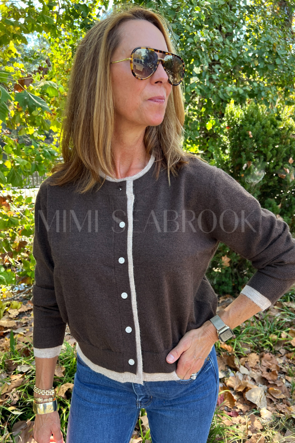 Skylark cardigan sweater, chocolate
