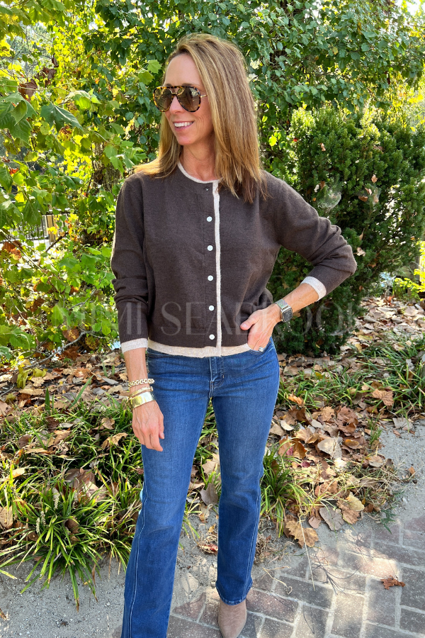Skylark cardigan sweater, chocolate