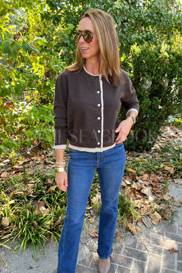 Skylark cardigan sweater, chocolate