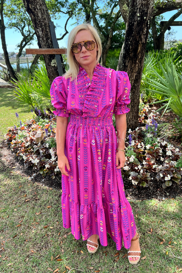 Skyline dress, magenta multi