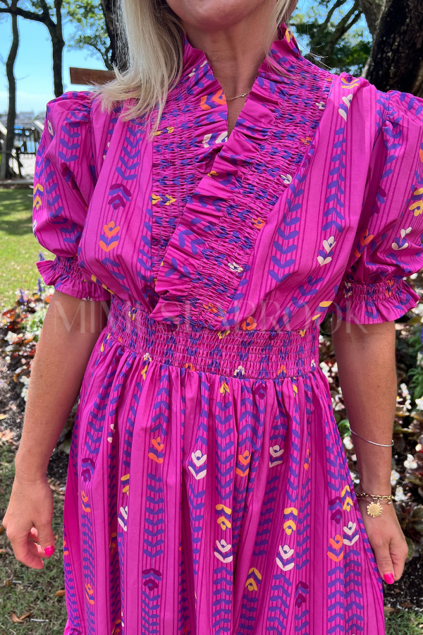 Skyline dress, magenta multi