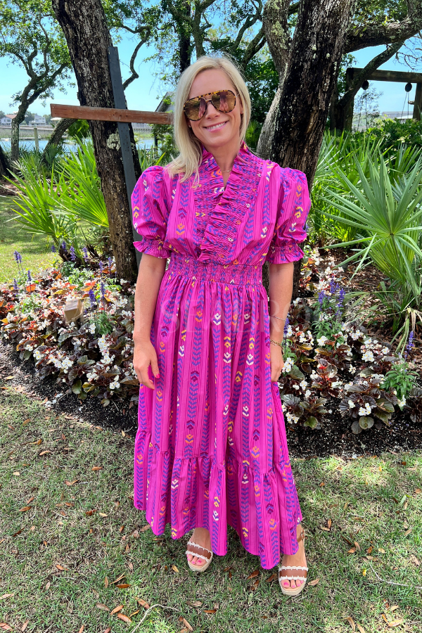 Skyline dress, magenta multi