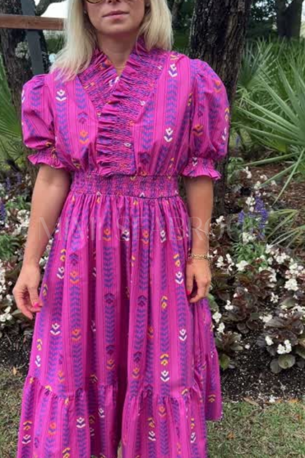 Skyline dress, magenta multi