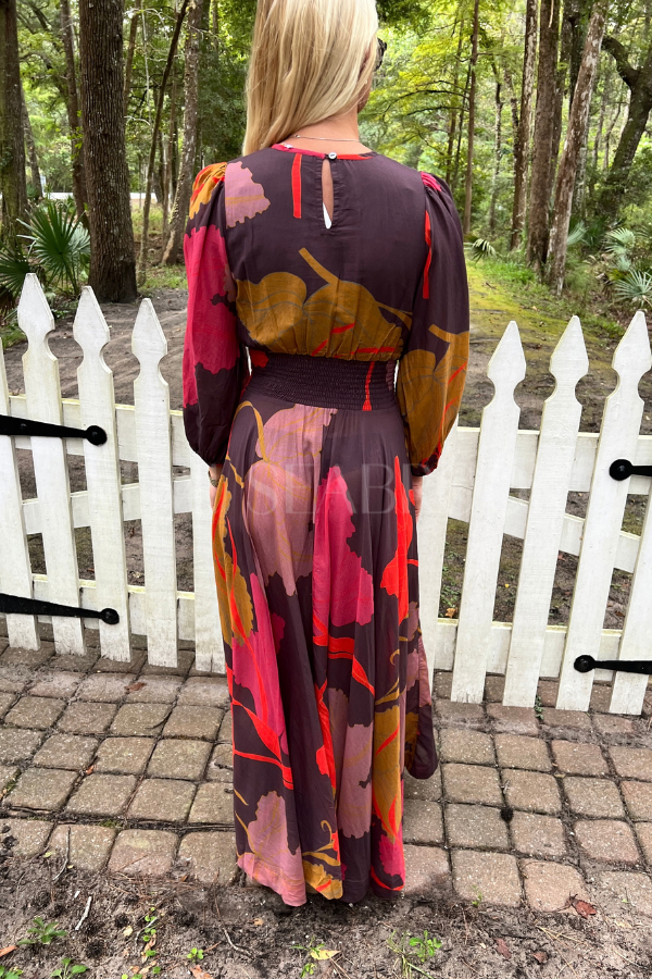 Smocked Waist Maxi Dress, Hague Brown by Oliphant