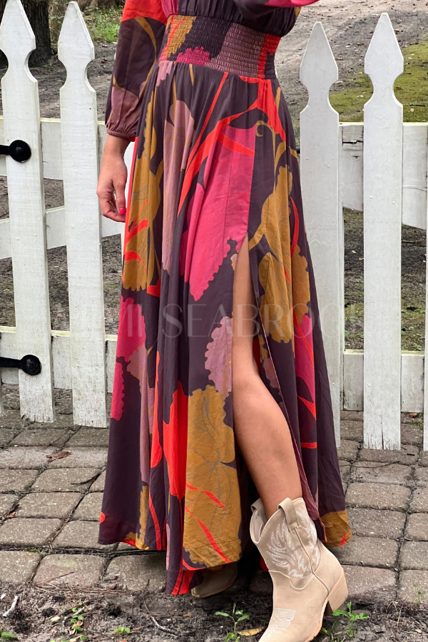 Smocked Waist Maxi Dress, Hague Brown by Oliphant
