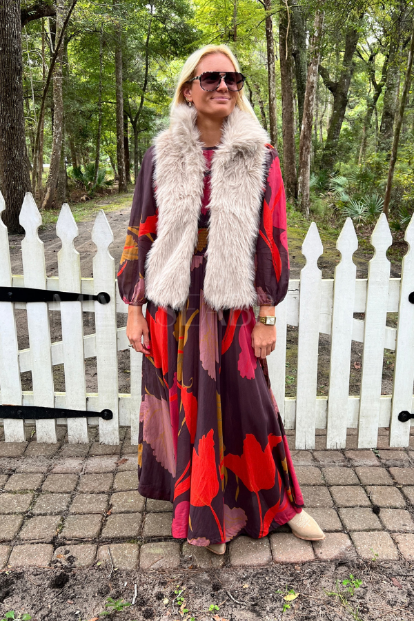 Smocked Waist Maxi Dress, Hague Brown by Oliphant