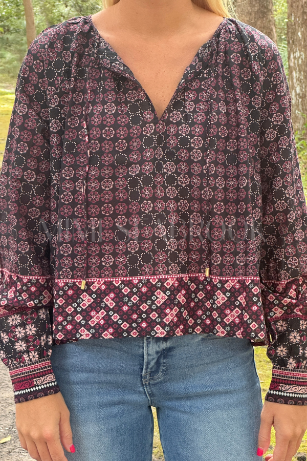 Sonya Top, Zocalo Rose Tan Print by Cleobella