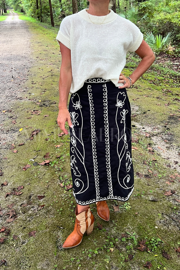 Sorina Midi Skirt, Black by Cleobella