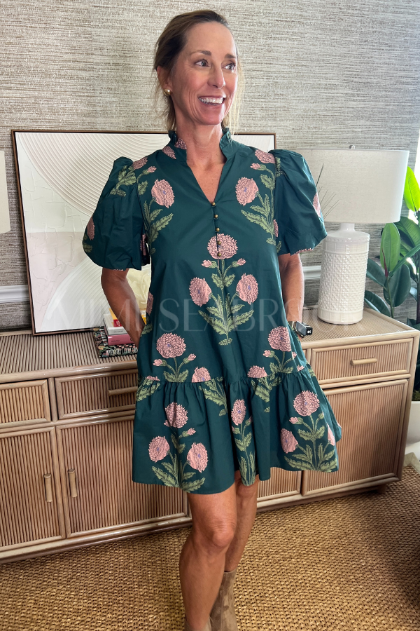 Thalia dress, hunter green