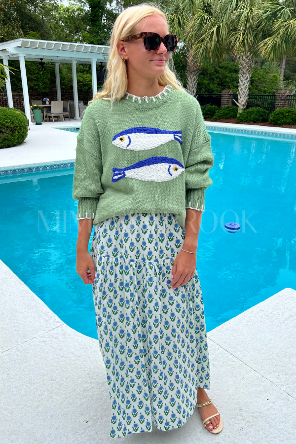 Thisbe sweater, basil fish