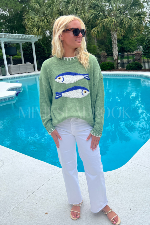 Thisbe sweater, basil fish