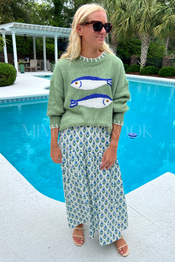 Thisbe sweater, basil fish