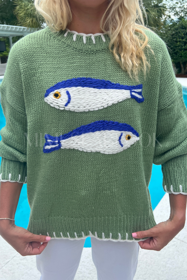 Thisbe sweater, basil fish