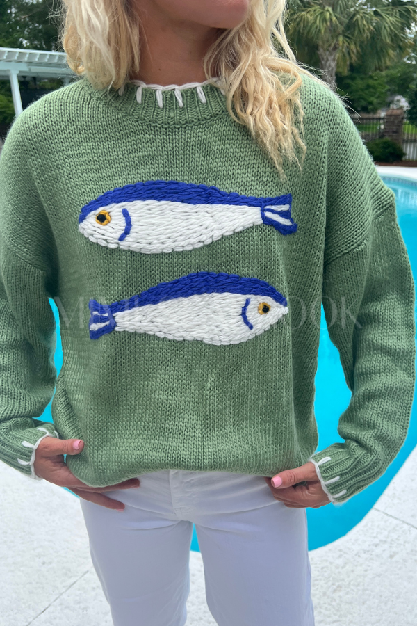 Thisbe sweater, basil fish