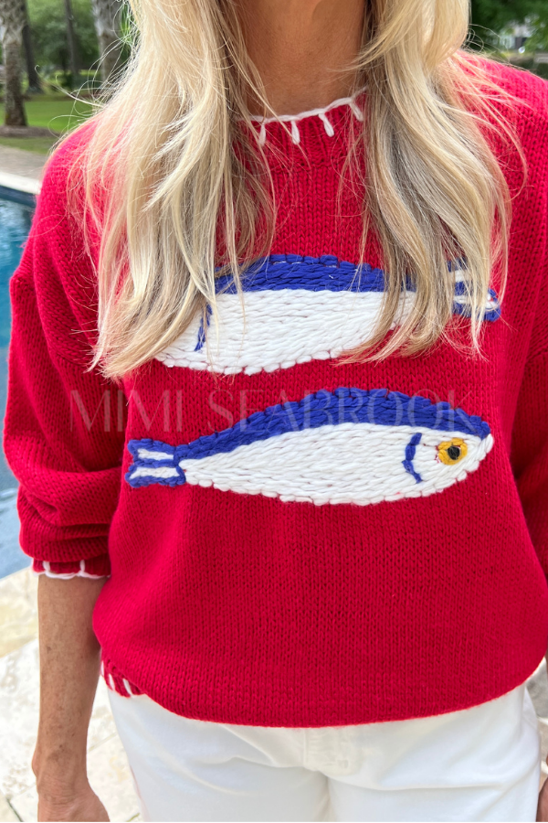 Thisbe sweater, red fish