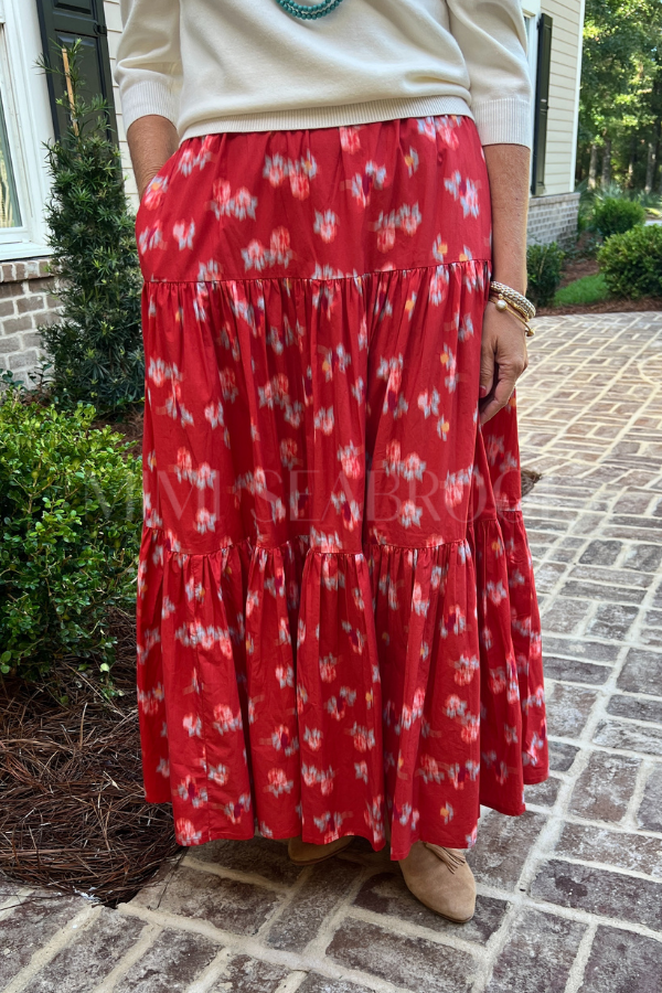 Tiered Maxi Skirt, Rust by Oliphant