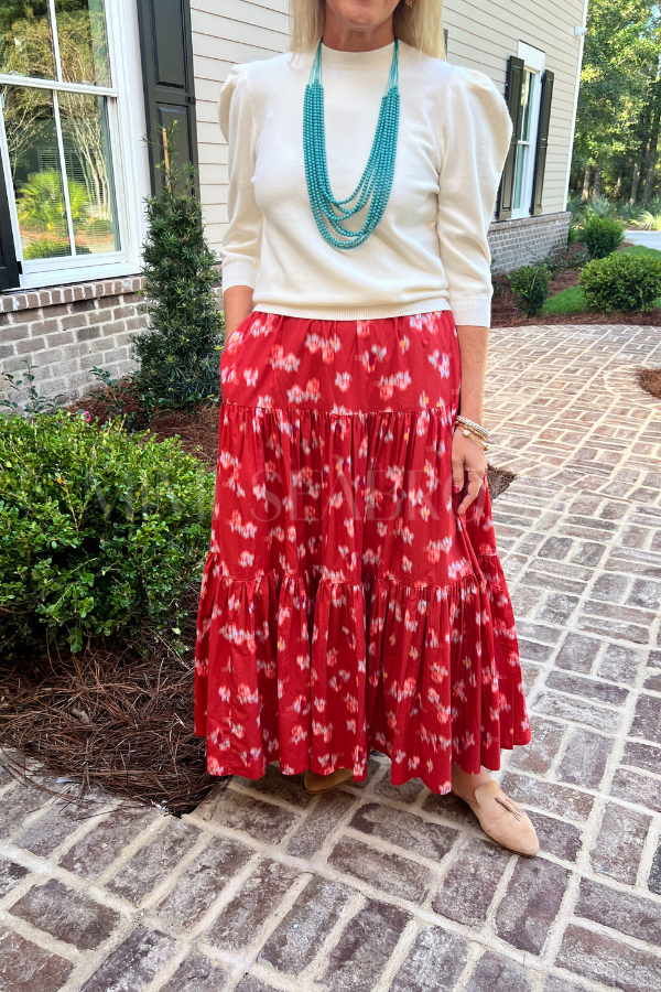 Tiered Maxi Skirt, Rust by Oliphant