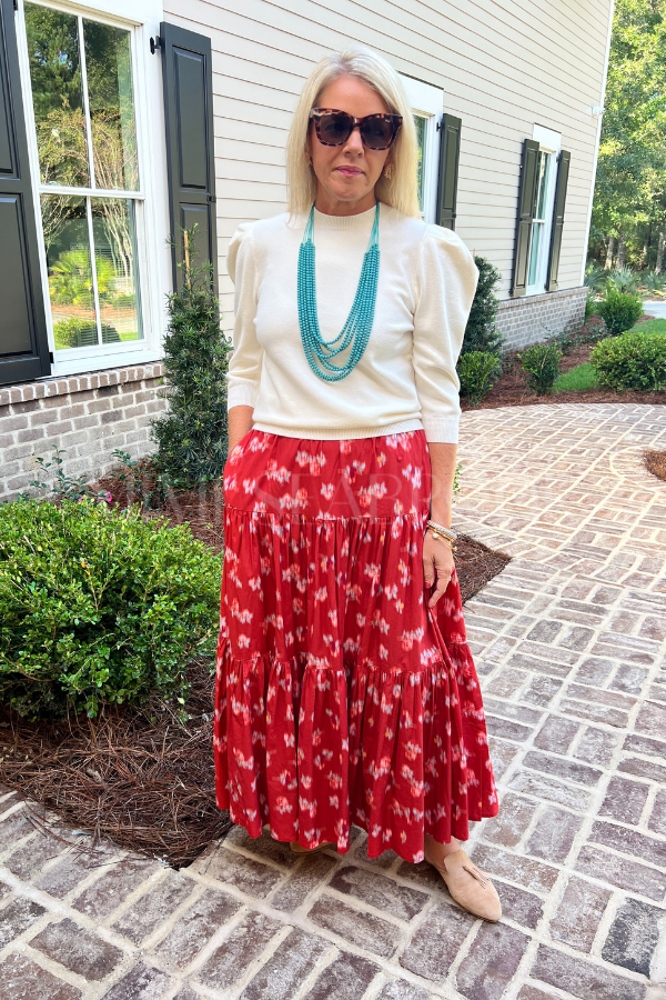 Tiered Maxi Skirt, Rust by Oliphant