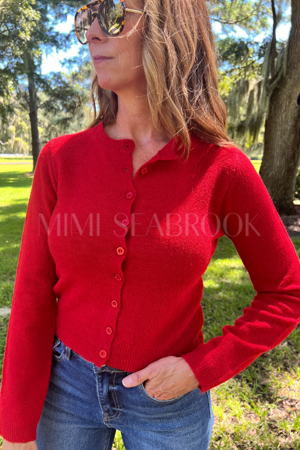 Tinsley cardigan sweater, red
