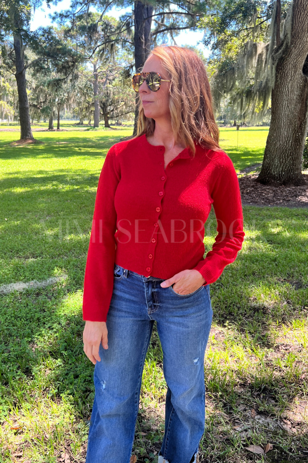 Tinsley cardigan sweater, red