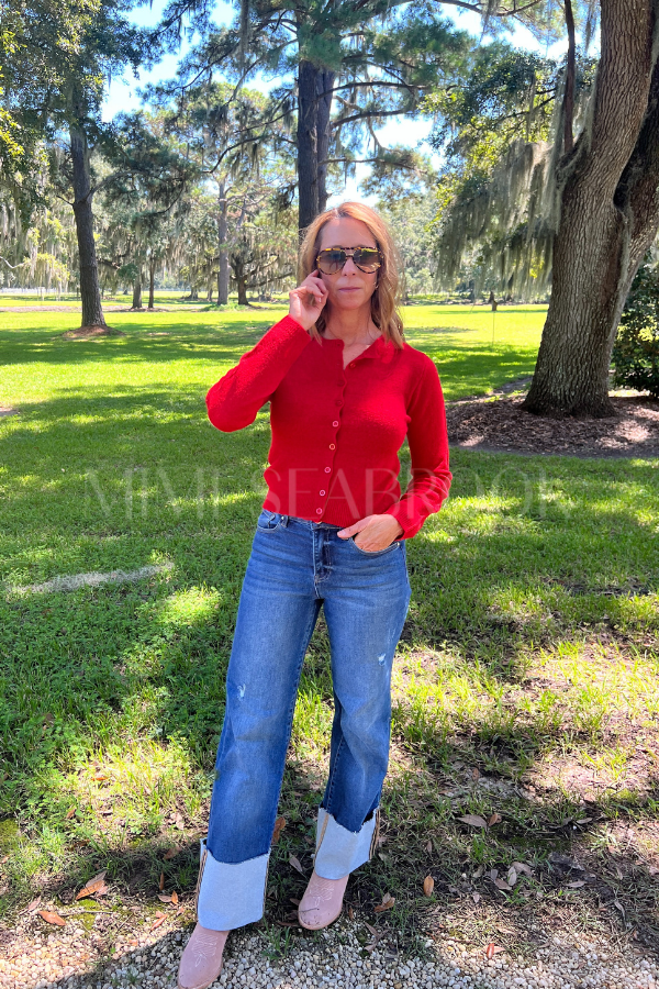 Tinsley cardigan sweater, red