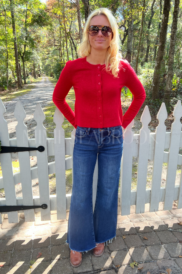 Tolland cardigan sweater, red