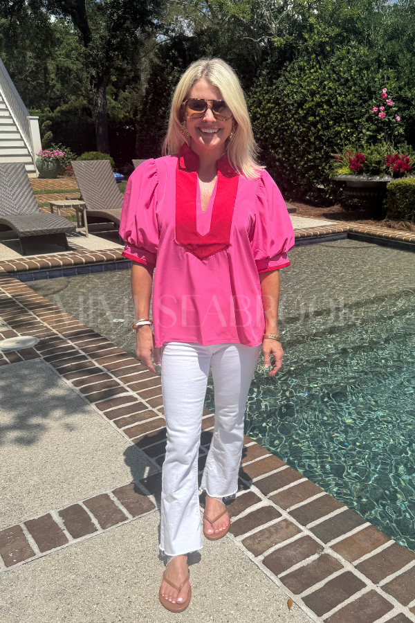 Tucker top, hot pink