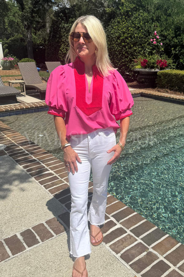 Tucker top, hot pink