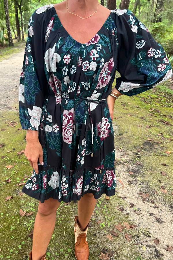Vittoria Mini Dress, Juliet Ebony Print by Cleobella