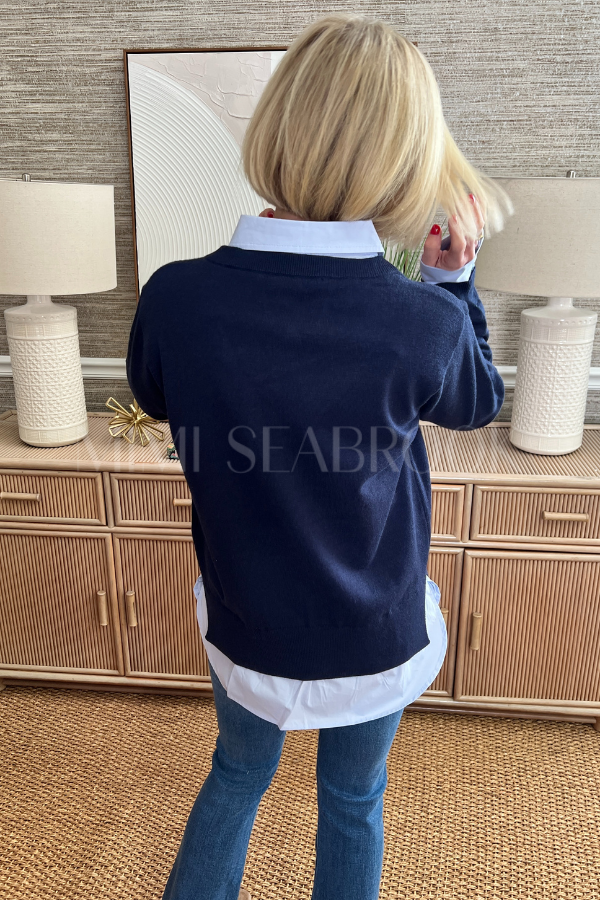 Whelan sweater top, navy/blue