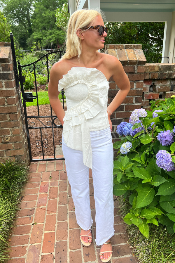 White Smocked Top by Farm Rio