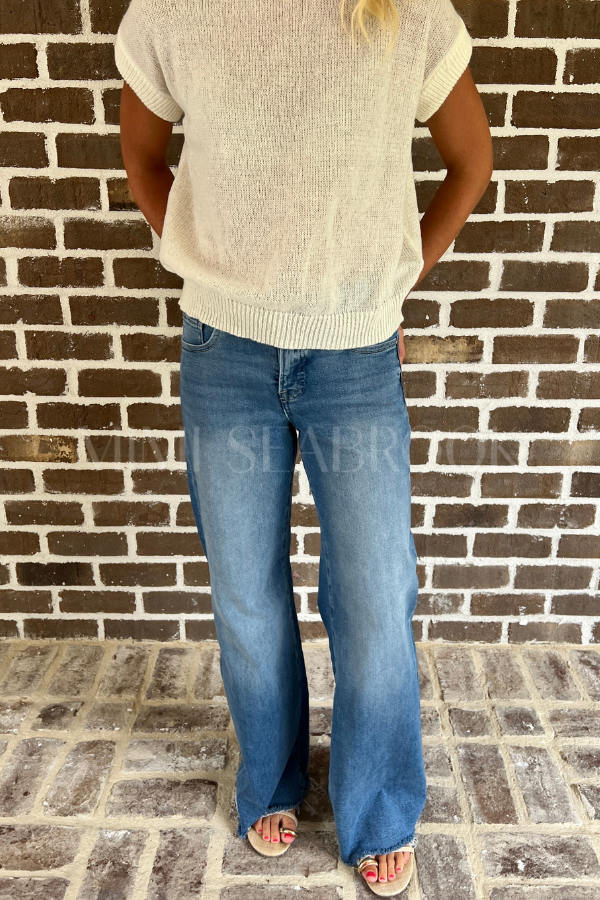 Willow wide leg jeans, medium denim