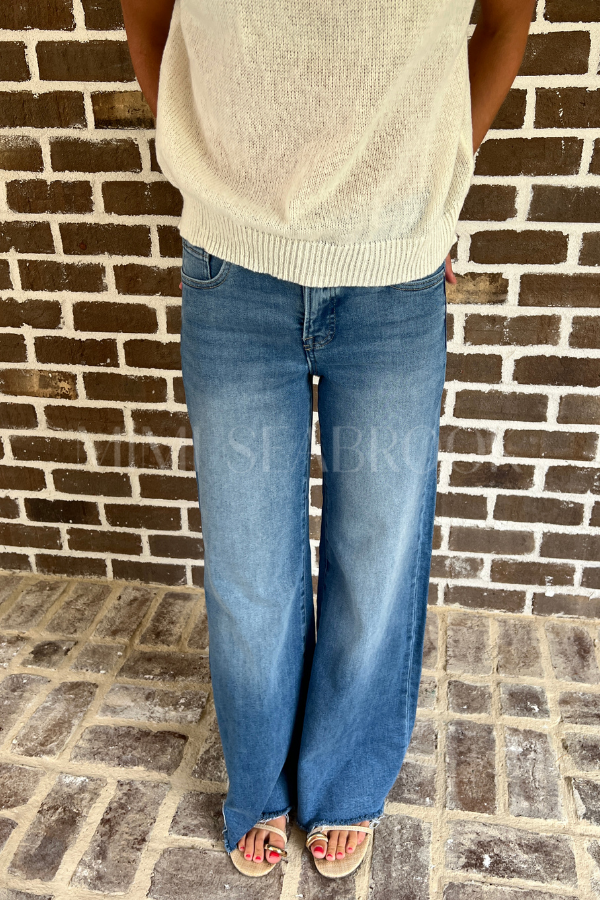 Willow wide leg jeans, medium denim