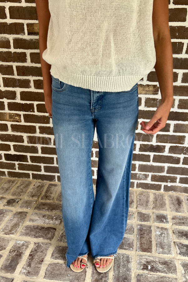 Willow wide leg jeans, medium denim