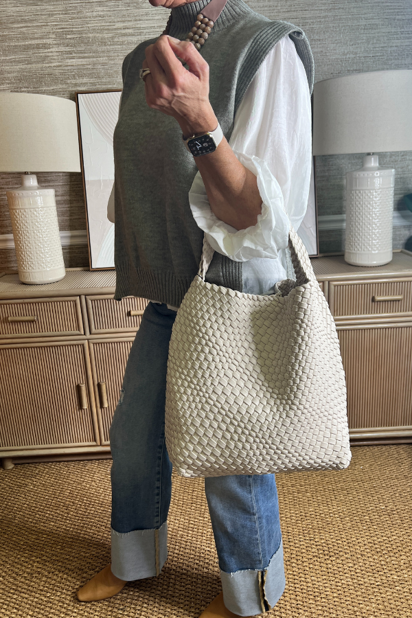 Woven Handbag, white