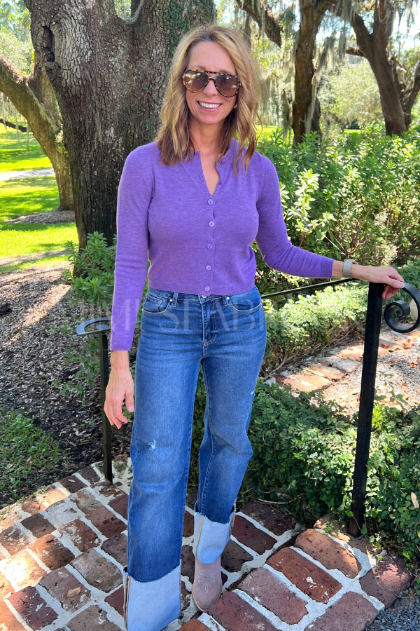 Yara cardigan sweater, purple