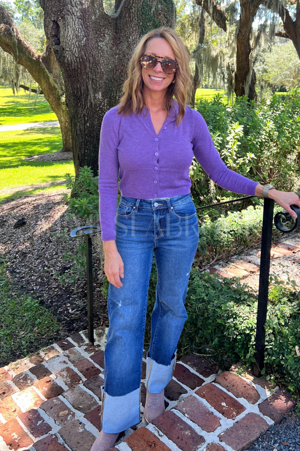 Yara cardigan sweater, purple