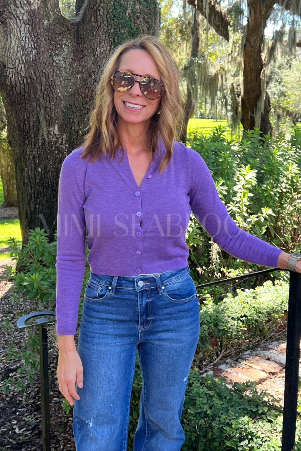 Yara cardigan sweater, purple