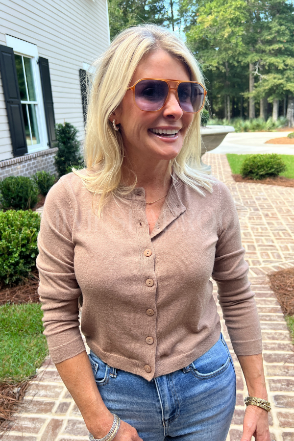 Yara cardigan sweater, taupe