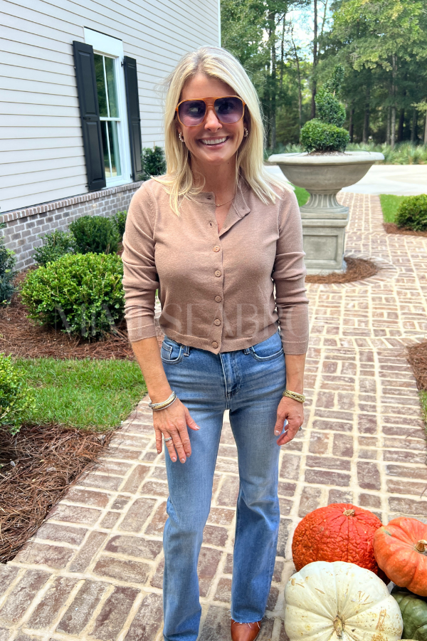 Yara cardigan sweater, taupe