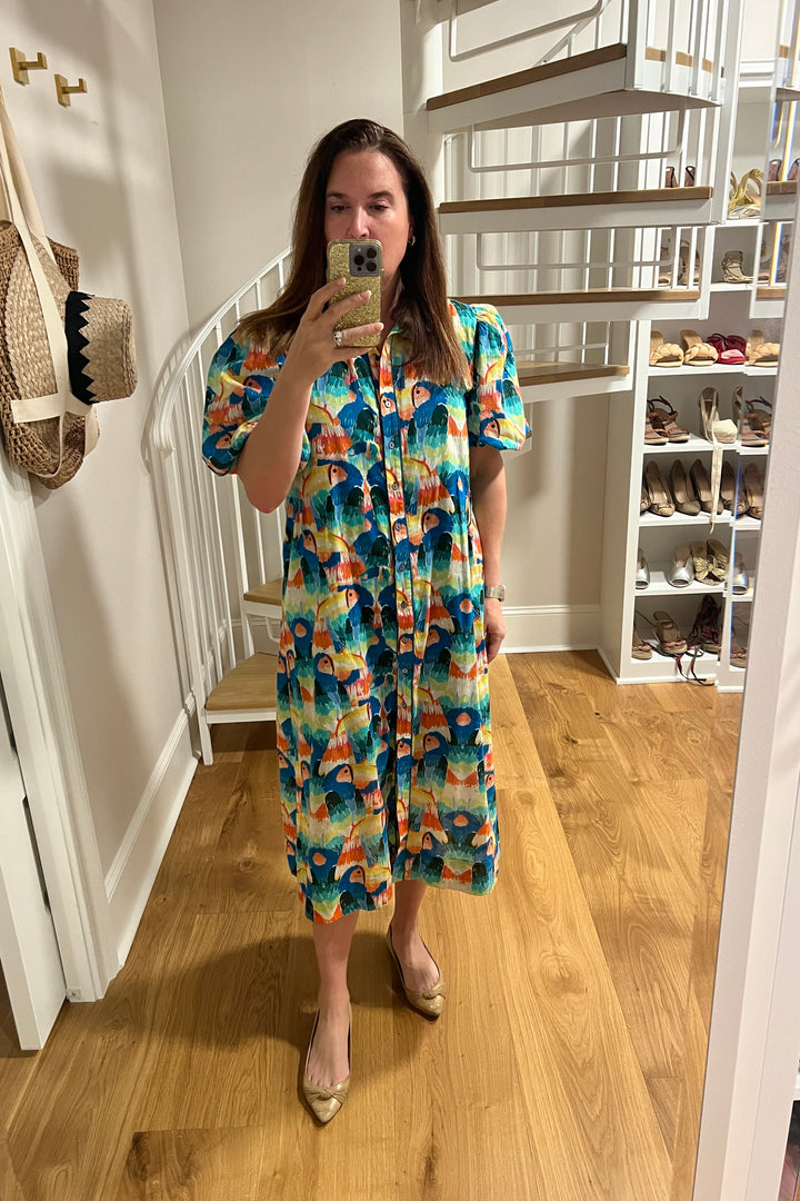 Boca Grande Dress by King + Pitt, Tropical Bird print