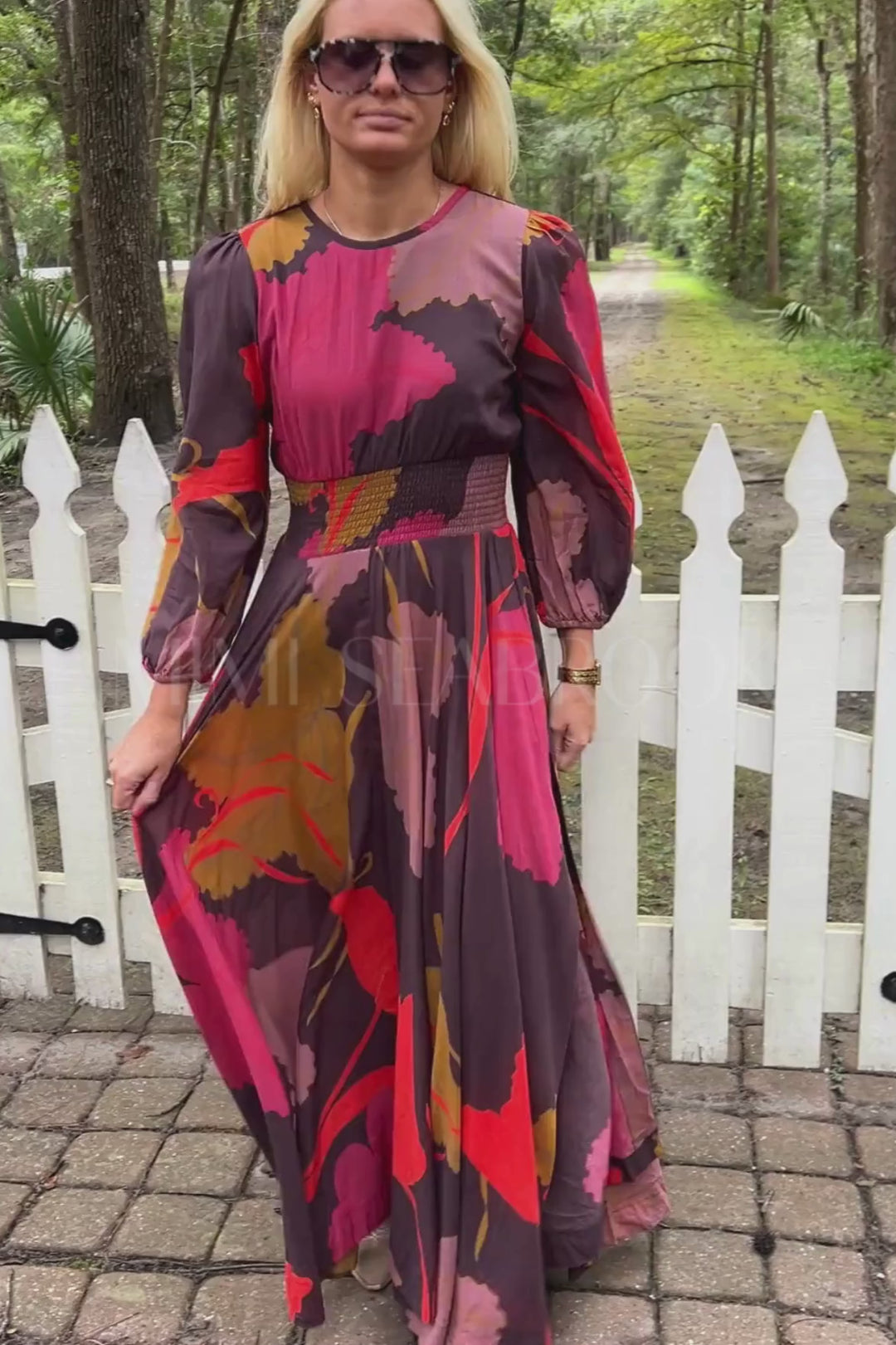 Smocked Waist Maxi Dress, Hague Brown by Oliphant