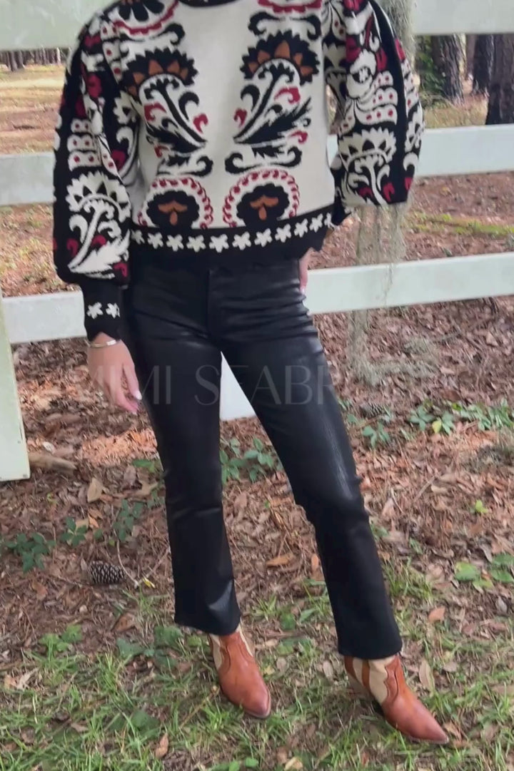 Winter Tapestry Stripes Knit Sweater by Farm Rio