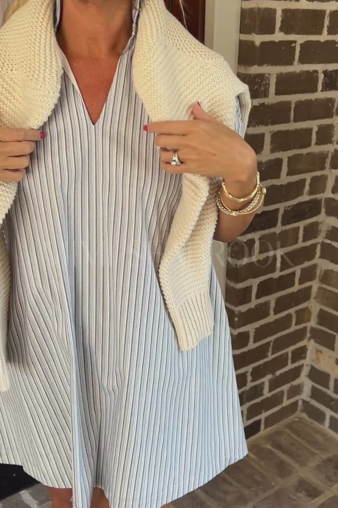 Falyn dress, blue stripe