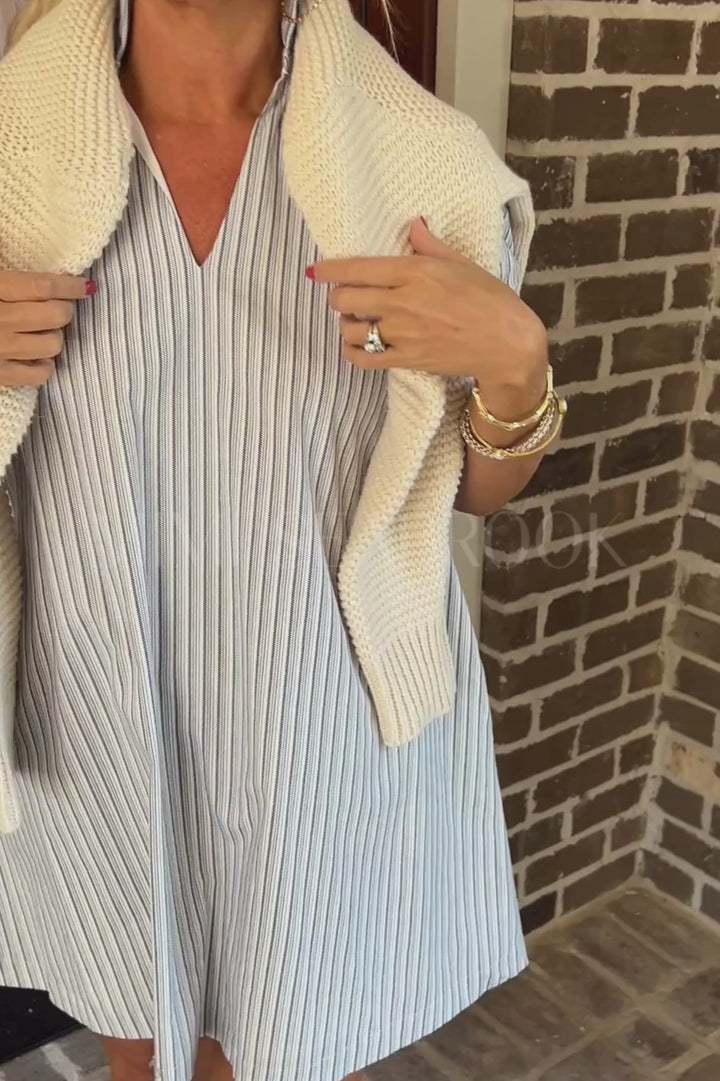 Falyn dress, blue stripe