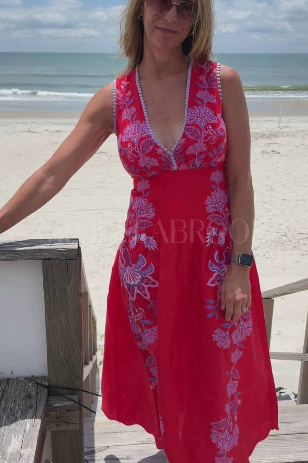 Porcelain Garden Red Midi Dress by Farm Rio